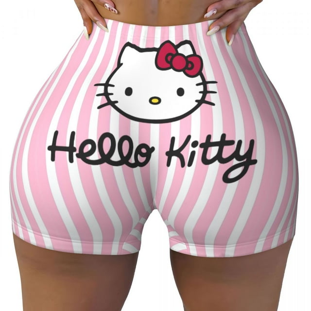 Custom Cat Anime Cartoon Volleyball Biker Workout Shorts for Women