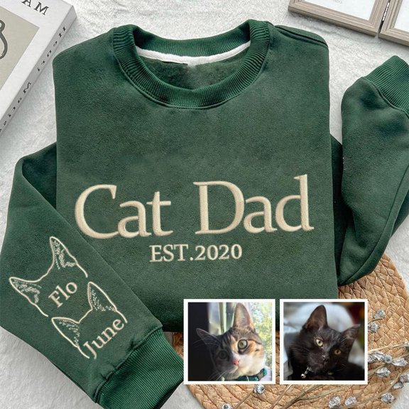 Custom Cat Dad Pet Ear Outline Embroidered Father's Day Gifts For Pet Lover