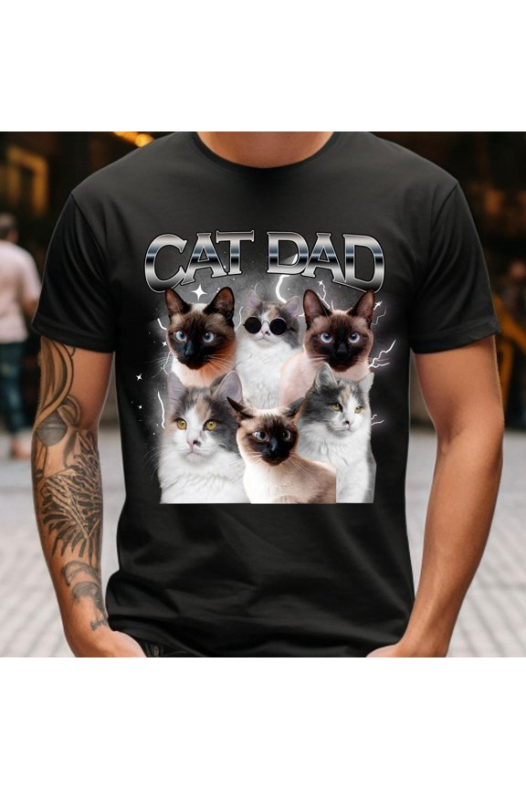 Custom Cat Dad Shirt Personalized Photo Gift for Cat Lover Cat Dad or Pet Parent Customiza