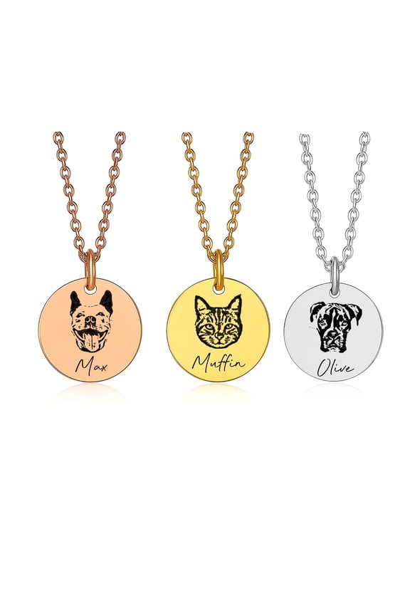 Custom Cat Portrait Necklace with Pet Photo – Personalized Cat Face Necklace, Gifts for Cat Owners, Cat Mom Gifts, Cat Memorial Jewelry