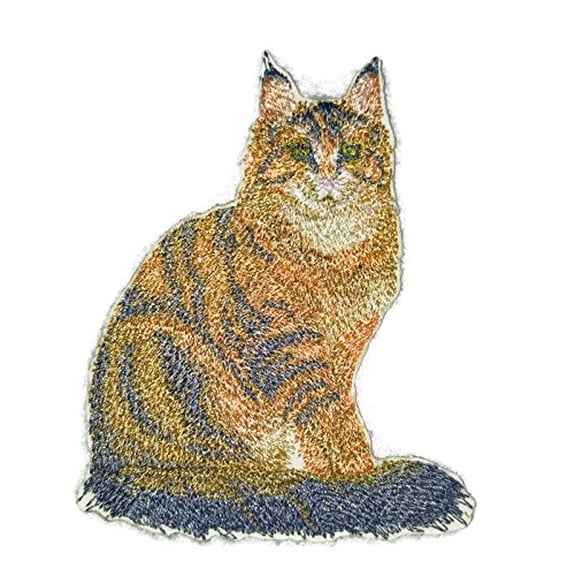 Amazing Custom Cat Portraits [Maine Coon Cat] Embroidered Iron On/Sew Patch (4.5" x 3.5") Made in USA]