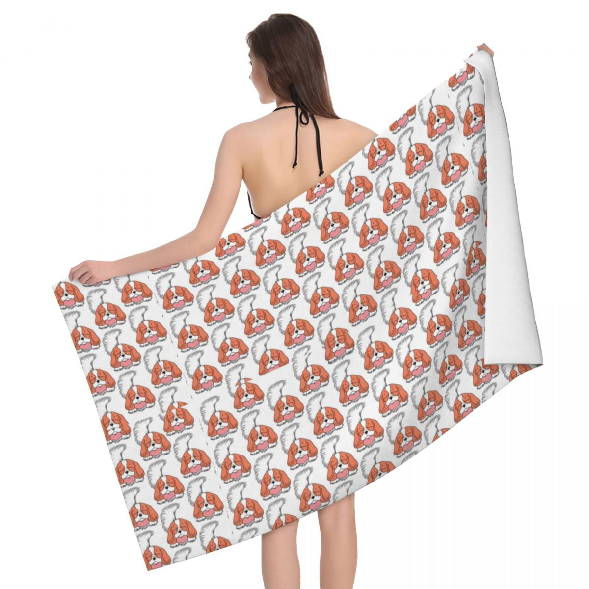 YYZZH 100% Cotton Towels Set – Cavalier King Charles Spaniel Print, 2-Pack, 16x28 Inches