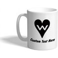 thumbnail image 1 of Custom Ceramic Coffee Mug 11 OuncesW Heart Initial Monogram Letter W White Tea Cup Love Personalized Text Here, 1 of 7