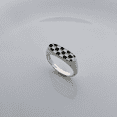 Custom Checkered Pattern Silver Tone Band For Women Personalized Inside ...