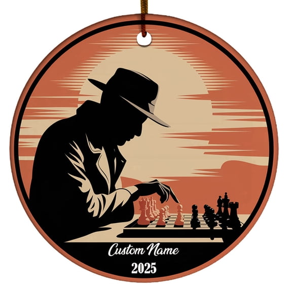 Custom Chess Merry Christmas Ceramic Ornament, Xmas Tree Decoration, 2025 Christmas Ornament, for Family, Friends, Gifts for Chess Lovers, Gifts for Family Friend Boys Girls