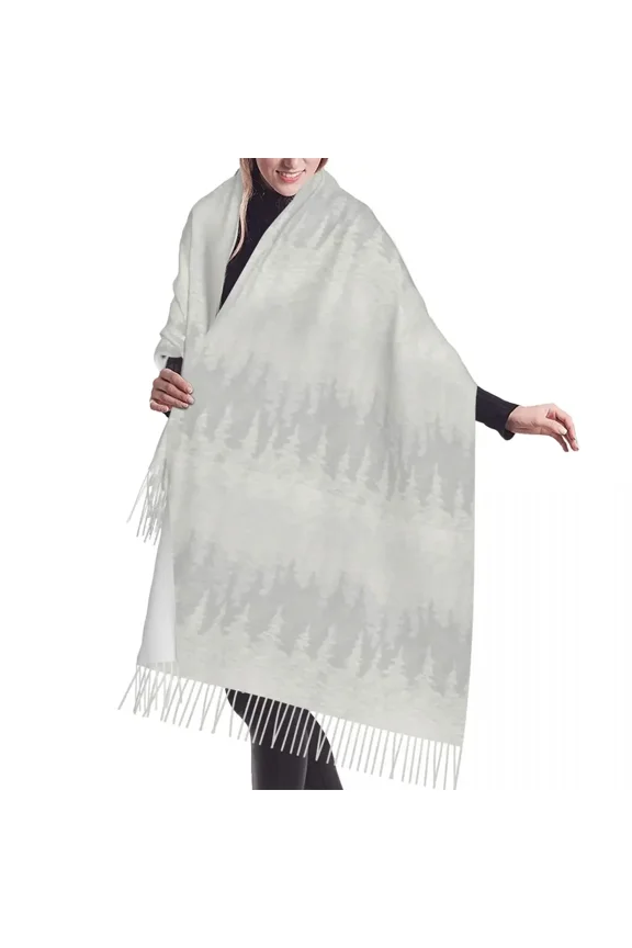 Custom Chevron Pattern Grey Tassel Scarf Women Soft Shawl Wrap Ladies Winter Fall Scarves