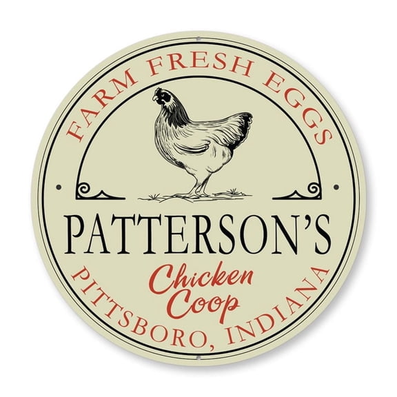 Custom Chicken Coop Aluminum Metal Decor Sign - 12" Round