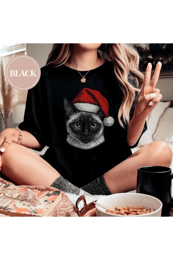 Custom Christmas Cat Face, Personalized Cat Photo, AURORAVALLEY T-Shirt