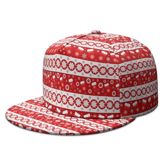 Custom Christmas Printed Flat Baseball Cap – Adjustable Snapback Hat with Flat Bill, Breathable and Durable, Personalized Design for Sports, Travel & Daily Wear