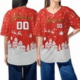 thumbnail image 1 of Custom Christmas Snowfall & Santa Sleigh Baseball Jersey - Personalized Name & Number Xmas Festive Holiday Shirt, 1 of 4