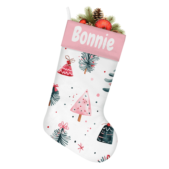 Custom Christmas Stocking with Name & Photo 18.5 Inch Personalized Xmas Holiday Stocking for Fireplace Decor, Family Gift Idea
