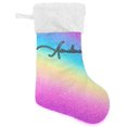 thumbnail image 1 of Custom Christmas Stockings Rainbow Glitter Galaxy Christmas Presonalized Large Stocking Sock, Set of 1 Xmas Party Winter Decor Candy Bag Gift, 17.7 Inch, 1 of 7