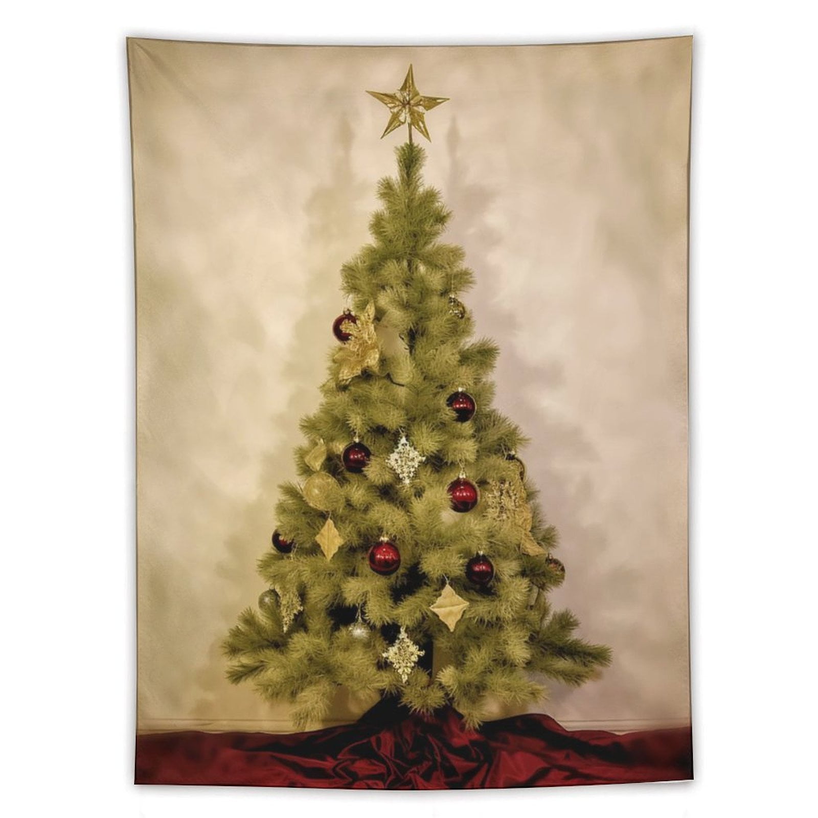 Custom Christmas Tree Gold Brown Themed Tapestry Popular Tapestry