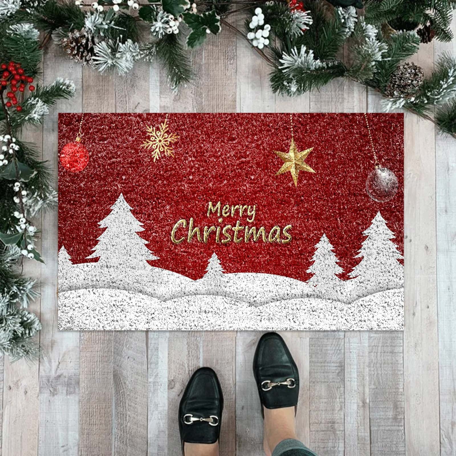 Custom Christmas Tree Red Truck Door Mat Personalized Christmas Tree Red Truck Merry Christmas