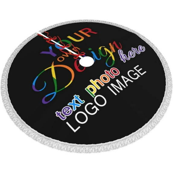 Custom Christmas Tree Skirt 36", Personalized Xmas Tree Skirt with Photo Logo Image Text, Xmas Tree Skirts Mat for Holiday Home Farmhouse Party Tree Decorations.