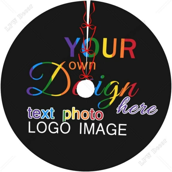 Custom Christmas Tree Skirt 40Inch Personalized Xmas Tree Skirt with Photo Logo Image Text Xmas Farmhouse Party Tree Decorations