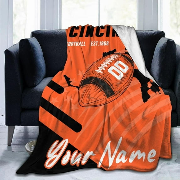 Custom Cincinnati Blanket Gifts for Men Women Personalized Fans Add Name and Number Throw Blankets, 30" X 40",40" X 50", 50" X 60", 60" X 80"