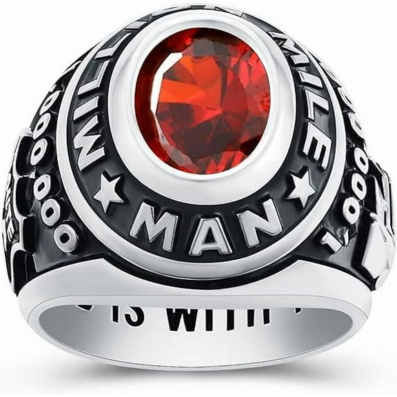 Custom Class Rings Cubic Zirconia Birthstone Rings Class Rings for Women High School Sterling Silver Rings Women's Class Rings Rose Gold Plated Rings Size 5-15 Graduation Rings for Women