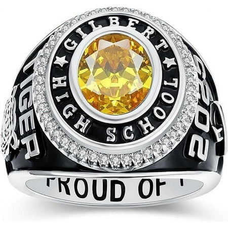 Custom Class Rings Fully Personalized Class Rings for Men Gold Plated Class Rings Sterling Silver Rings Men's Class Rings Class Rings for Men High School Size 5-15 College Rings for Men