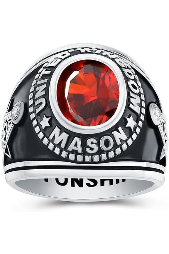 Custom Class Rings Fully Personalized Class Rings for Women High School 925 Sterling Silver Rings Women's Class Rings Size 5-15 Graduation Rings for Women Cubic Zirconia Birthstone Rings