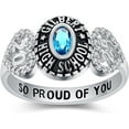 thumbnail image 1 of Custom Class Rings Fully Personalized Class Rings for Women Sterling Silver Rings Class Rings for Women High School Birthstone Graduation Rings of 2024 Size 5-15 High School Class Rings for Women, 1 of 10