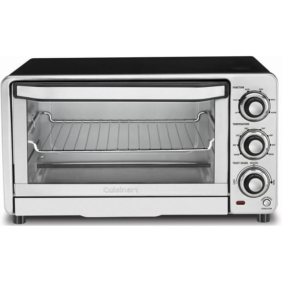 Custom Classic Toaster Oven Broiler, 1800 Watt Countertop Toaster Oven to Bake, Broil, and Toast, Non-Stick Interior, Consistent Toast Control, Brushed Stainless Steel/Black