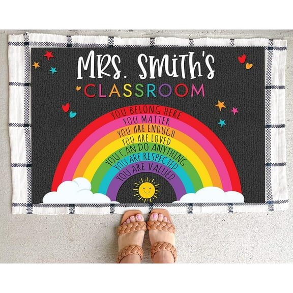 Custom Classroom Welcome Mat Personalized Teacher Doormat Easy to Clean Indoor Doormat for Entrance High Traffic Areas 16x 24 inch Halloween