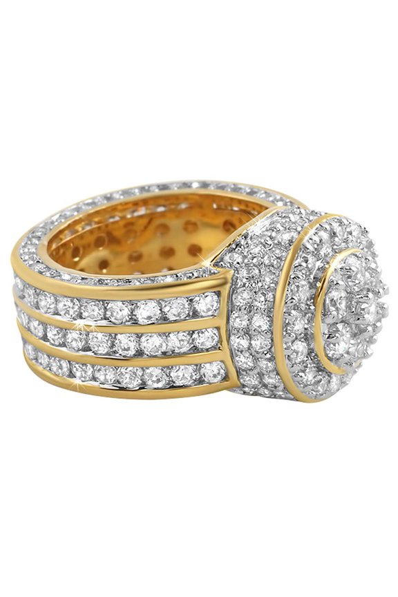 Custom Cluster Gold Bling Bling Ring (12)
