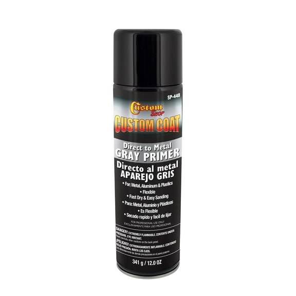 Custom Coat 1K High Build Direct to Metal Primer - 12 Ounce Spray Can - Grey - for Automotive and Industrial Use - Easy Sanding