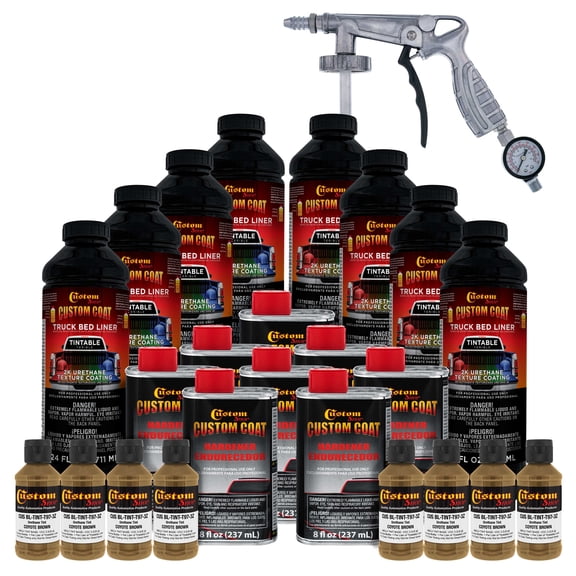 Custom Coat 25010 Coyote Brown T97 Urethane Spray-On Truck Bed Liner, 2 Gallon Kit with Spray Gun