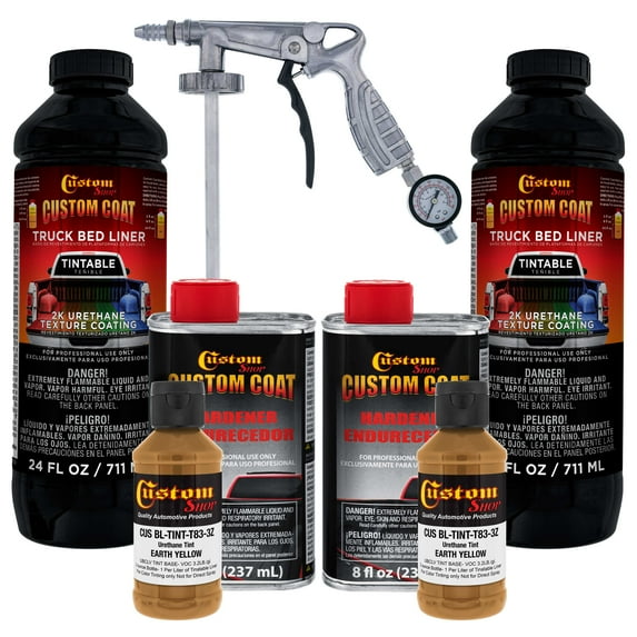 Custom Coat 30257 Earth Yellow T83 Urethane Spray-On Truck Bed Liner, 2 Quart Kit with Spray Gun