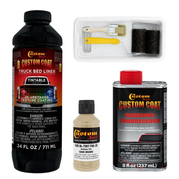 Custom Coat 30277 Sand Brown T95 Urethane Roll-On, Brush-On or Spray-On Truck Bed Liner, 1 Quart Kit with Roller Applicator Kit