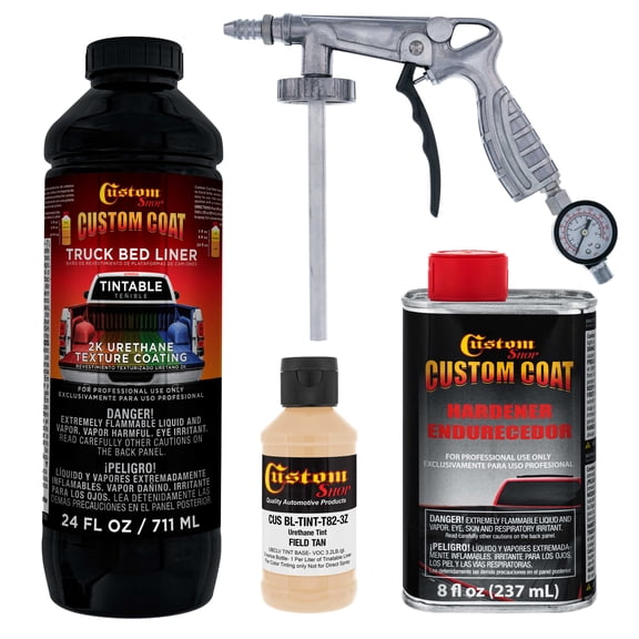 Custom Coat 30480 Field Tan T82 Urethane Spray-On Truck Bed Liner, 1 Quart Kit with Spray Gun