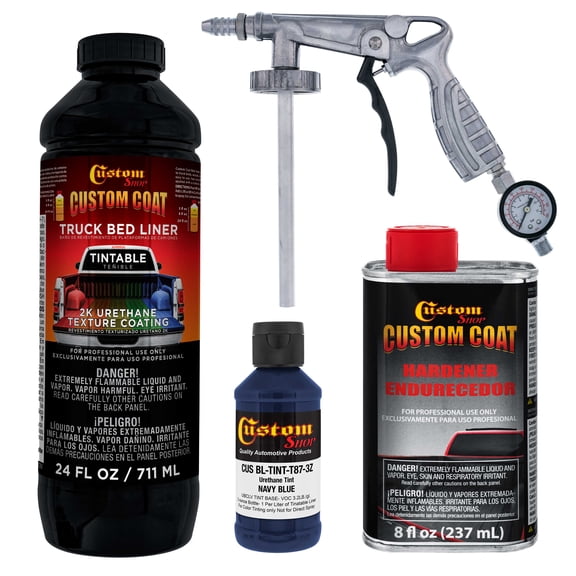 Custom Coat 35048 Navy Blue Urethane Spray-On Truck Bed Liner, 1 Quart Kit with Spray Gun