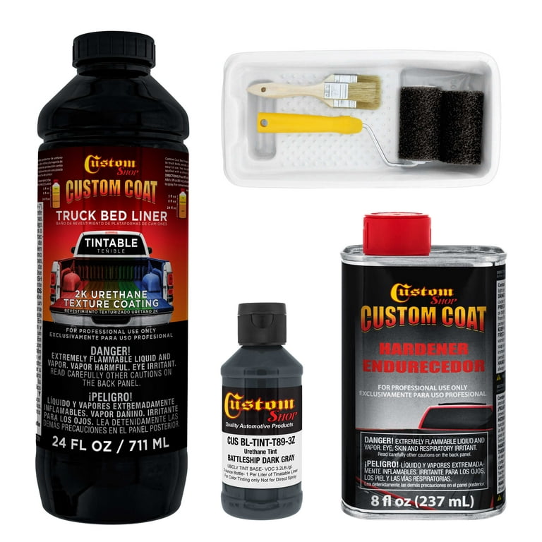 Raptor Black Urethane Spray-On Truck Bed Liner Kit Roller,Tray & Brush, 8  Liters 