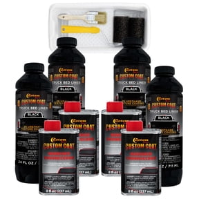 Custom Coat Black 1 Gallon Urethane Roll-On, Brush-On or Spray-On Truck Bed Liner Kit with Roller and Brush Applicator Kit - 3 to 1 Mix Ratio