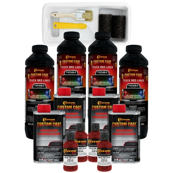 Custom Coat Blood Red 1 Gallon Urethane Roll-On, Brush-On or Spray-On Truck Bed Liner Kit with Roller and Brush Applicator Kit