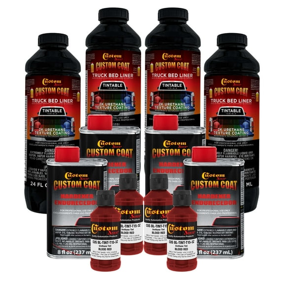Custom Coat Blood Red 1 Gallon Urethane Spray-On Truck Bed Liner Kit -Easy Mixing , Prevent Stop Rust