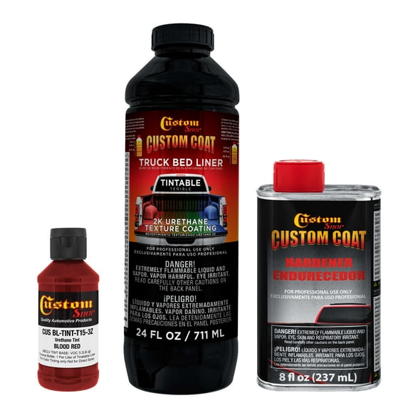 Custom Coat Blood Red 1 Quart Urethane Spray-On Truck Bed Liner Kit - Easy Mixing , Prevent Stop Rust