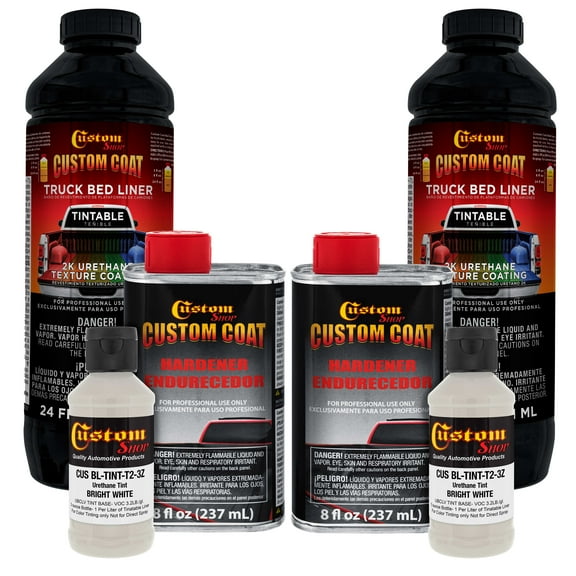 Custom Coat Bright White Urethane Truck Bed Coating Spray-On, 4.5lb, 2 Piece Pack