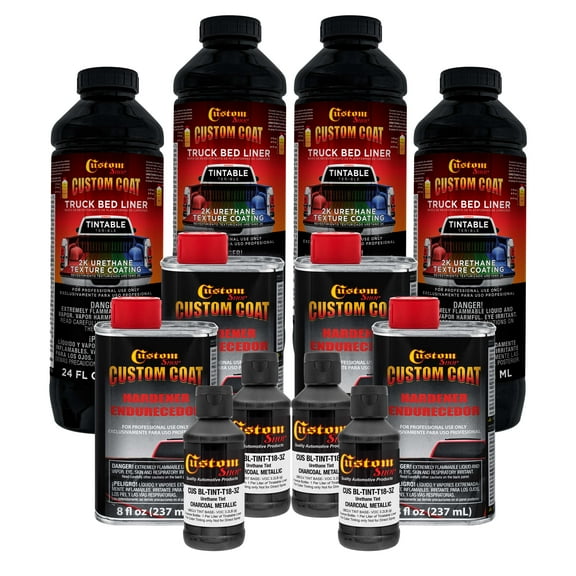 Custom Coat Charcoal Metallic 1 Gallon Urethane Spray-On Truck Bed Liner Kit -Easy Mixing , Prevent Stop Rust