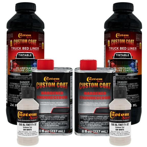Custom Coat GM White 2 Quart (1/2 Gallon) Urethane Spray-On Truck Bed Liner Kit - Easy Mixing , Prevent Stop Rust