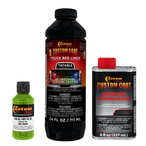 Custom Coat Lime Green 1 Quart Urethane Spray-On Truck Bed Liner Kit - Easy Mixing , Prevent Stop Rust