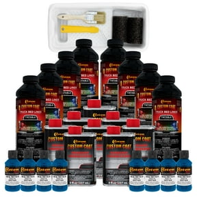 Custom Coat Safety Blue 2 Gallon Urethane Roll-On, Brush-On or Spray-On Truck Bed Liner Kit with Roller and Brush Applicator Kit Durable