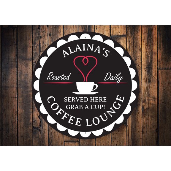 Custom Coffee Lounge Sign Coffee Lounge Coffee Lovers Lounge Sign For Coffee Coffee Kitchen Sign Kitchen Decor Patio Sign - Metal SignSize: 12 x 12 inch