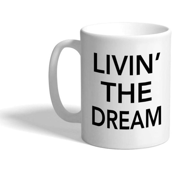 Custom Coffee Mug Living' The Dream at Beach Ceramic Tea Cup Design Only 11 oz