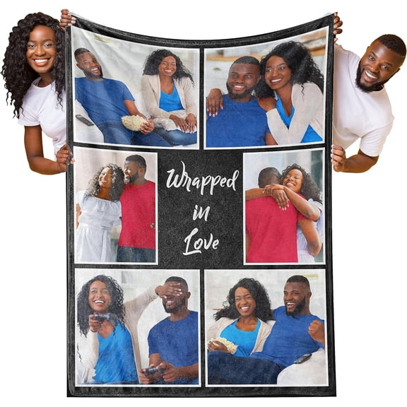 Custom Collage Blanket - Print Your Pictures (10 Photos) - Personalized Collage Throw Fleece Blanket for Christmas, Boyfriend, Girlfriend