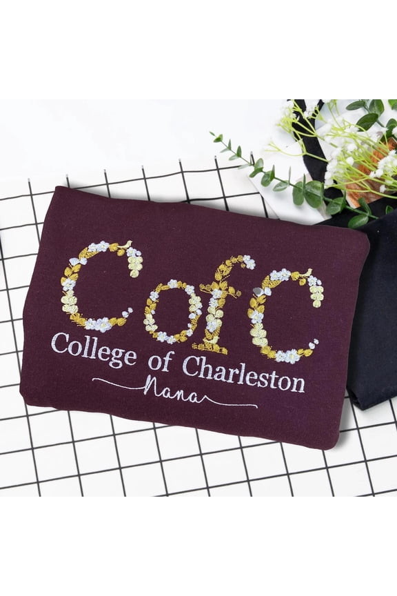 Custom College Floral Letter Embroidered Sweatshirt, University Floral, Sorority Graduation, Unisex Sweatshirt LINHKHA