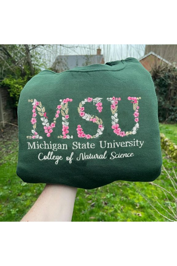Custom College Graduation Embroidered Floral Letter College Sweatshirt Meaningful, Custom Embroidered Sweatshirt