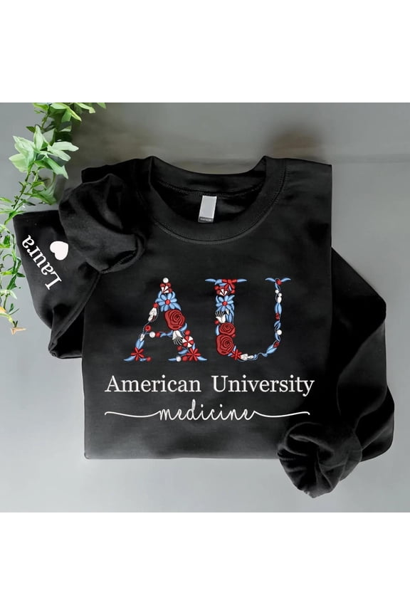 Custom College Hoodie with Floral Letter, Custom Embroidered, Graduation, Sorority, College, Unisex Sweatshirt LINHKHA